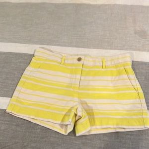 Bright yellow and cream striped shorts